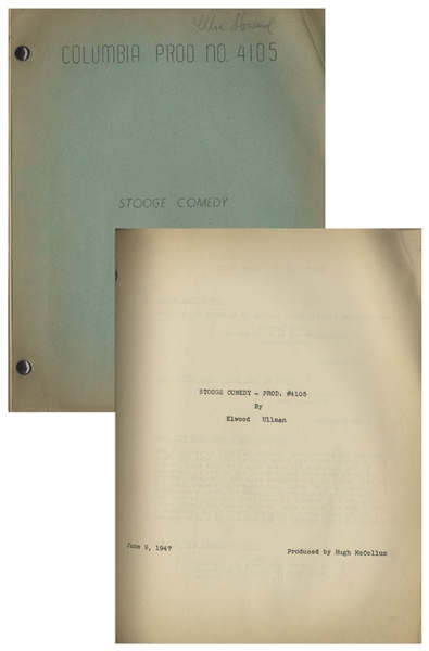 Moe Howard's 31pp. Script Dated June 1947 for The Three Stooges Film ''Mummy's Dummies'' -- Light Dampstaining on Last Page & Back Cover, Else Very Good